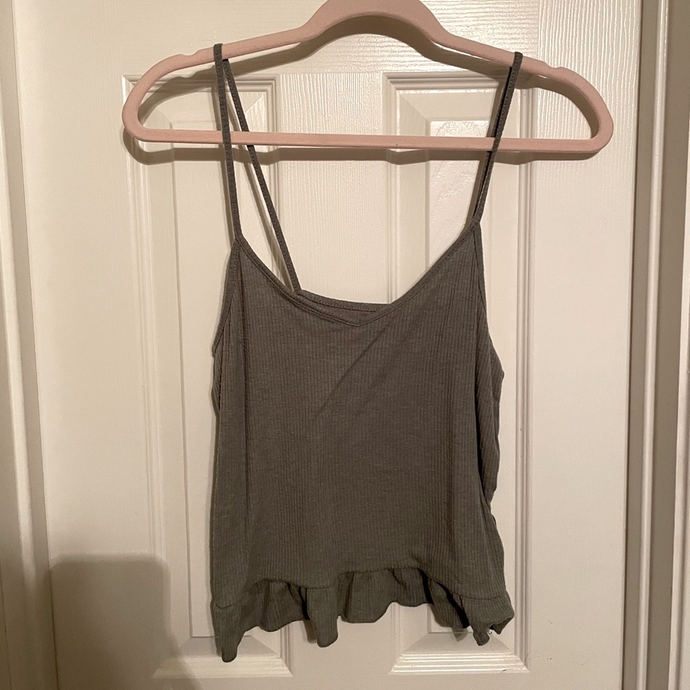 Size M, Dark Green Ruffled Tank Top